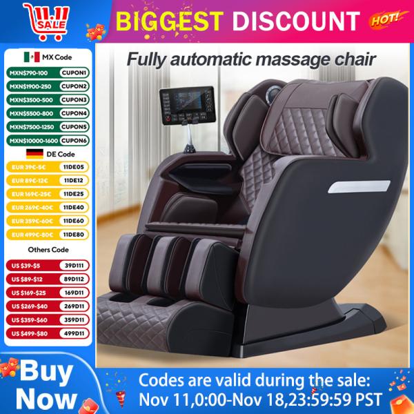안마의자 마사지의자 전동   안마기 전신 무중력 4D 마사지 의자 음성 제어 후면 가열 블루투스 스피커 에