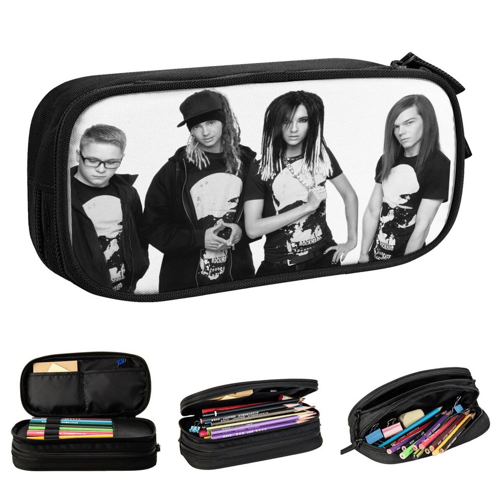 골든레몬G Tokio 호텔 빌카울리츠 연필 케이스 락 음악 펜 박스 가방 학생 대용량 사무실 화장품 케이스