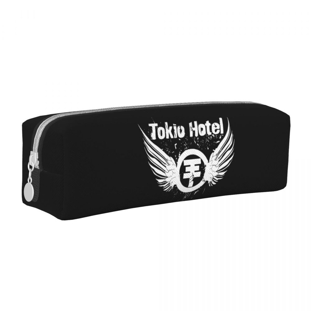 골든레몬G 창의적인 토키오 호텔 록 음악 연필 케이스 밴드 로고 빌 카울리츠 펜슬 파우치 펜 박스 여아
