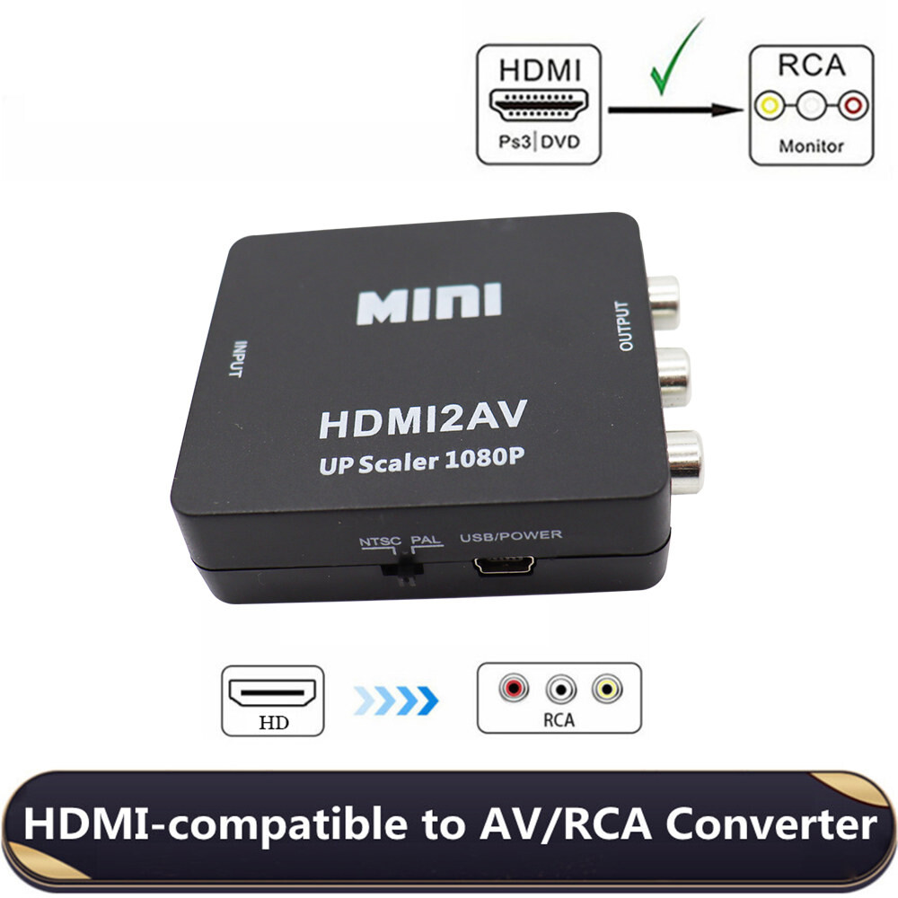 [오늘출발] hdmi HDMI2AV RCA AV/CVBS 비디오 컴포지트 AV 컨버터 어댑터 TV VHS VCR DVD용 HDMI 호환