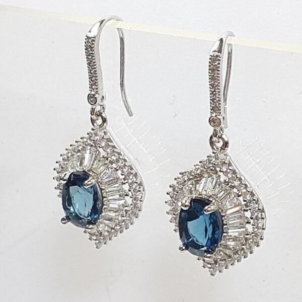 블루케이 AA급 런던블루토파즈 원석귀걸이241108-25