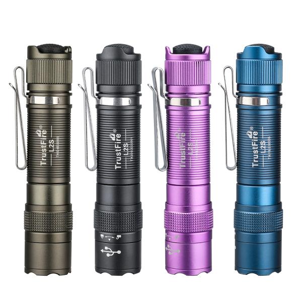 [오늘출발] Trustfire L2S 전술 손전등 1050 루멘 IPX6 14500 휴대용 토치 조명 Tyce C USB 충전식 램프 메모리 기능