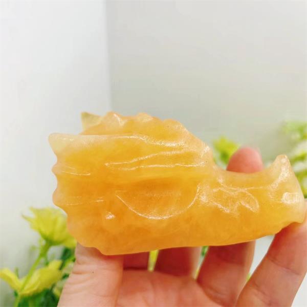 [오늘출발] 천연 오렌지 방해석 드래곤 해골 치유 레이키 쿼츠 조각상 새겨진 너지 보석 공예 패션 홈 데코 3