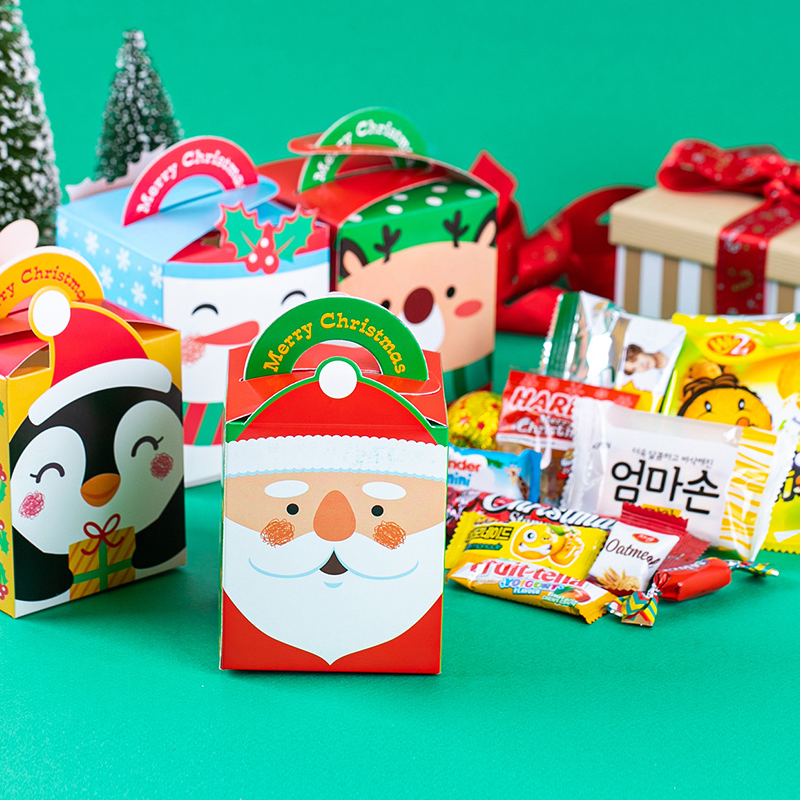 하리보 크리스마스선물 산타박스포장 간식선물세트 어린이집답례품 과자선물 구디백 무료라벨