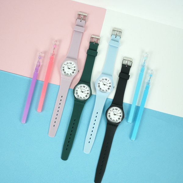 (쥴리어스)(무료각인) 무소음 저소음 로마숫자판 파스텔 학생 수험생 수능시계 5종