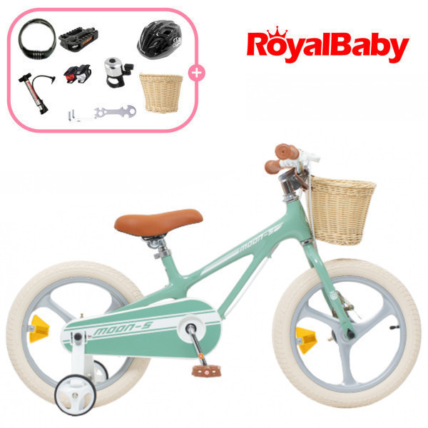[오늘출발] 로얄베이비 클래식 문5 16인치 80%조립 어린이 키즈 유아용 네발자전거 어린이 헬멧 무료증정