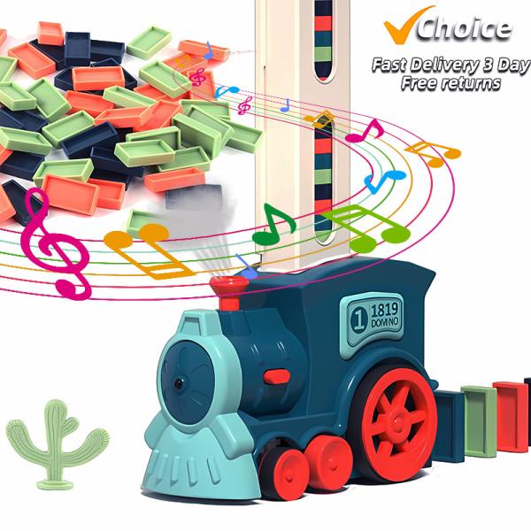 도미노 키즈 퍼즐 빌딩 블록 소형 기차 체인 반응 창의적 게임 지능 교육 DIY 선물 자동 배치