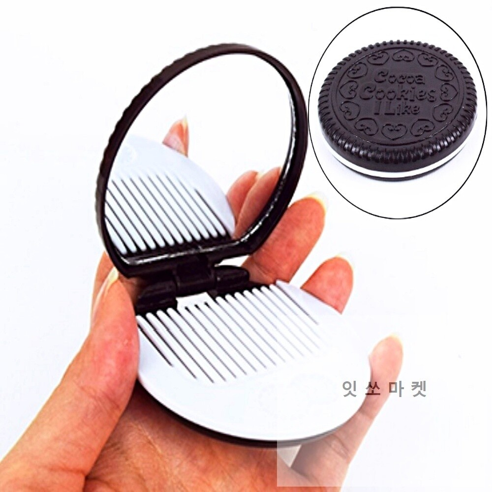 [오늘출발] 잇쏘마켓 휴대용 쿠키 빗거울 거울빗세트 파우치용빗거울세트 휴대용빗거울세트 미니빗거울세트