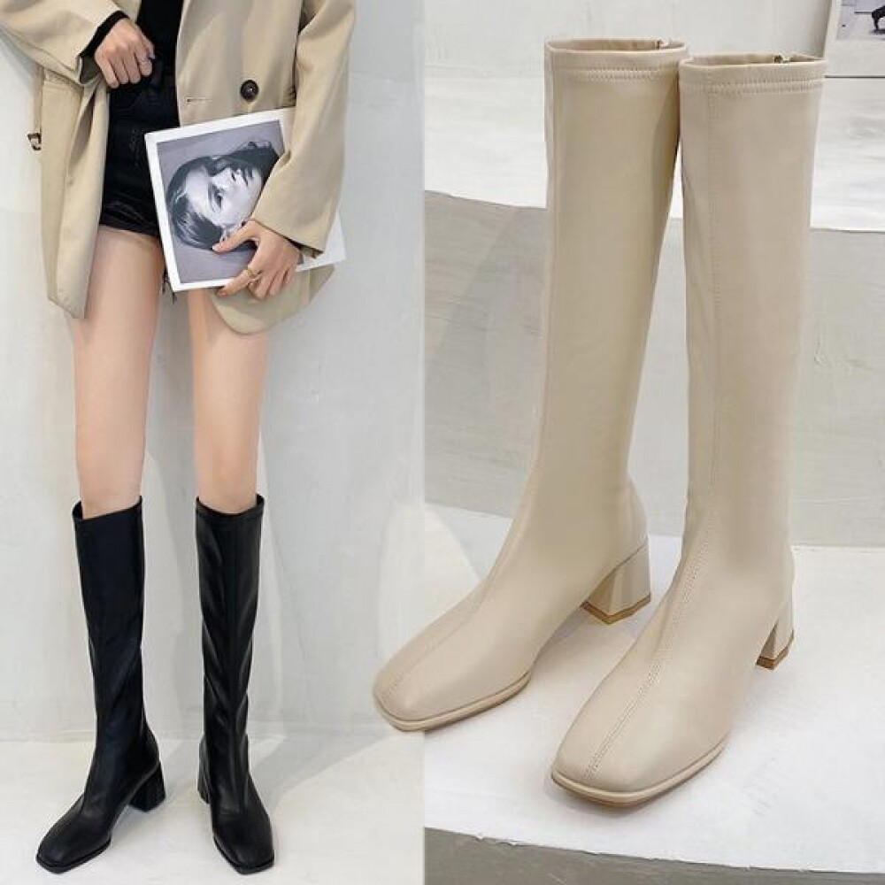 [오늘출발] (배송비 무료) 여성 사각코 가죽 기모안감 겨울 패션 부츠 LK-W888