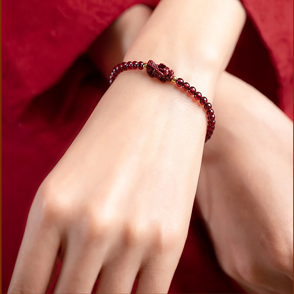 [오늘출발] (배송비 무료) 가넷 원석 경면주사 팔찌 행운 부적 소원성취 재물운 액막