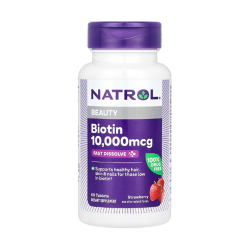나트롤 나트롤 비오틴 뷰티 10000mg 녹여 먹는 딸기맛 60정 헤어 스킨 네일