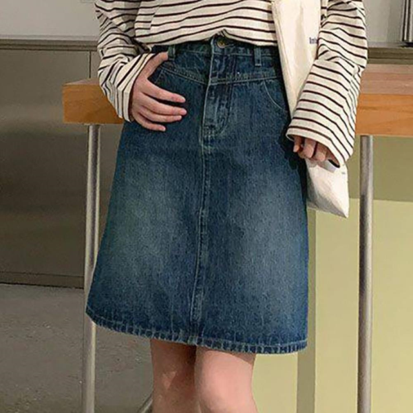 기타 미라클세븐M7 여자 하이웨이스트 데님치마 SS 중간 스커트
