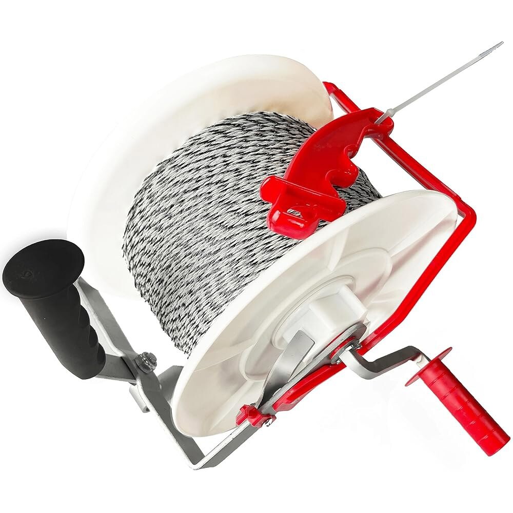 RiteFENCE 1팩 3:1 기어드 전기 펜싱 릴 1640피트 프리미엄 폴리와이어 6컨덕터 + 무료 8인치 인슐그립