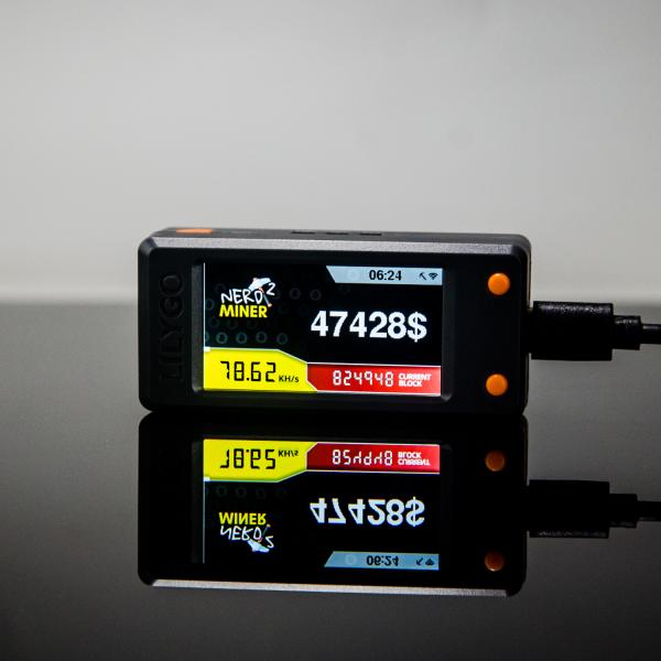 NerdMiner V2 T-DISPLAY-S3 BTC 암호화 비트코인 시세 시계 표시
