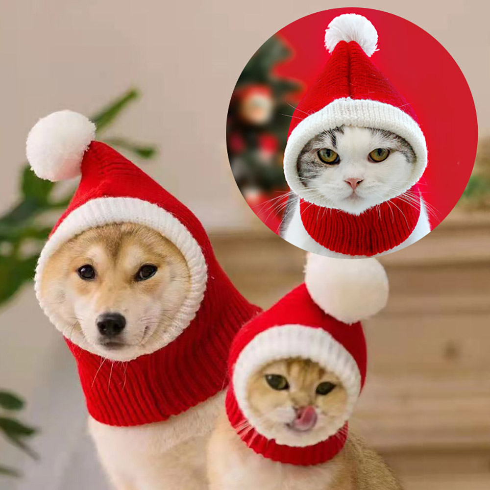 [오늘출발](배송비 무료) 애견 크리스마스 산타겨울모자 니트 방울 워머 반려견/강아