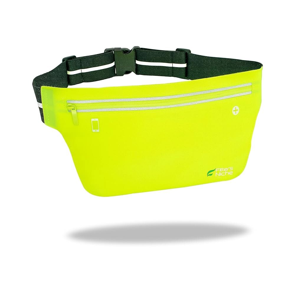 핏터의 틈새 초슬림 패니 허리 팩 u2013 방수 백 반사 탄성 벨트 24~43인치 허리에 맞고 휴대폰을 최대 6.7