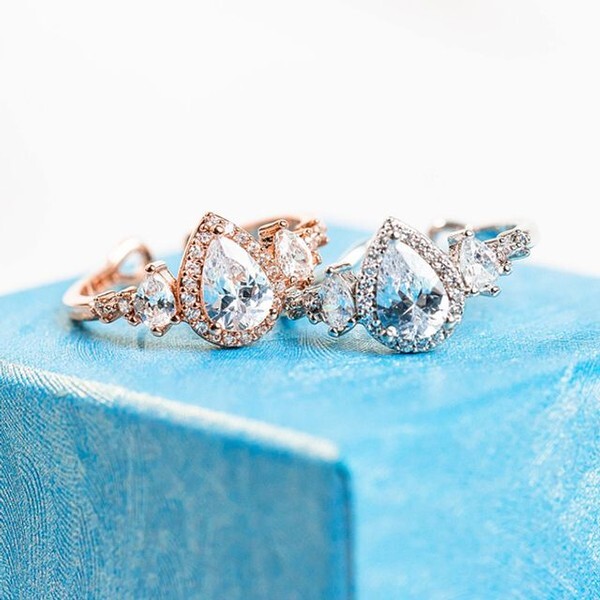 퓨어 워터 반지 프리사이즈 프리사이즈반지 물방울반지 큐빅반지 크리스탈반지 패션반지