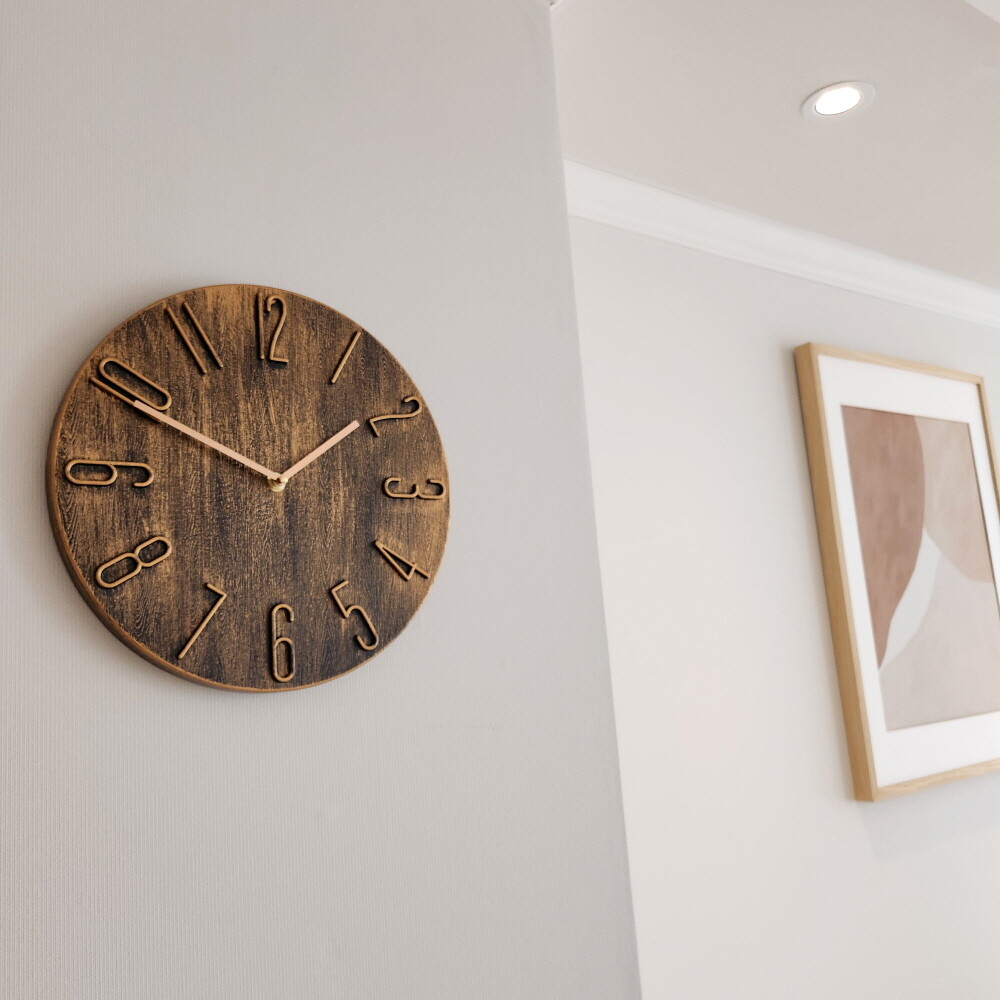 [오늘출발] (배송비 무료) 프렌치 모던심플 무소음 벽시계 빈티지브론즈 30cm/감성
