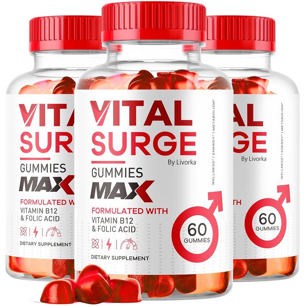 3팩 Vital Surge 남성용 젤리 - 퍼포먼스 젤리 MAX Strength VitalSurge 고급 포뮬라 VitaSurge Vitale V
