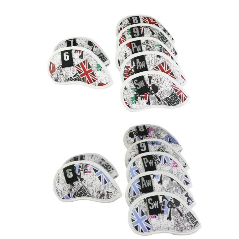 번호 6 S 아이언 헤드 커버 해골 영국 국기 PU 가죽 레드 블루 경품 대회 CBA004 골프 세올리