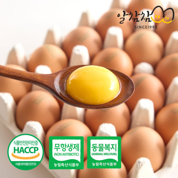 알참참 HACCP 동물복지 유정란 난각번호 2번 60구 계란 생란