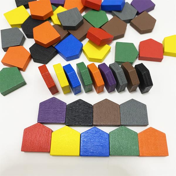 다채로운 나무 집 폰 게임 조각 토큰 보드 액세서리 10 가지 색상 1616mm 50 개