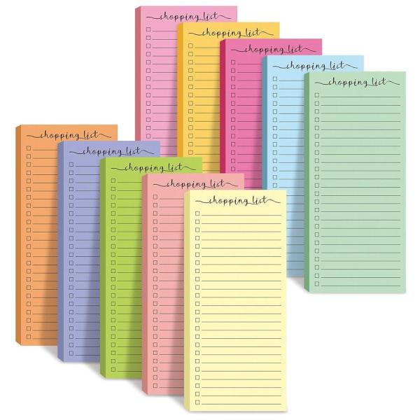 Censen 10팩 500장 할 일 목록 노트 일일 체크리스트 메모장 날짜가 없는 메모 패드 컬러 블록 쇼핑 주간