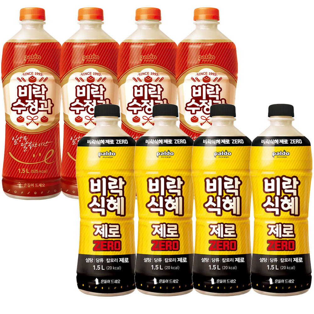 [오늘출발] 비락 팔도 1.5L 비락 식혜 제로 4개+수정과 4개 총 8pet 전통 음료수