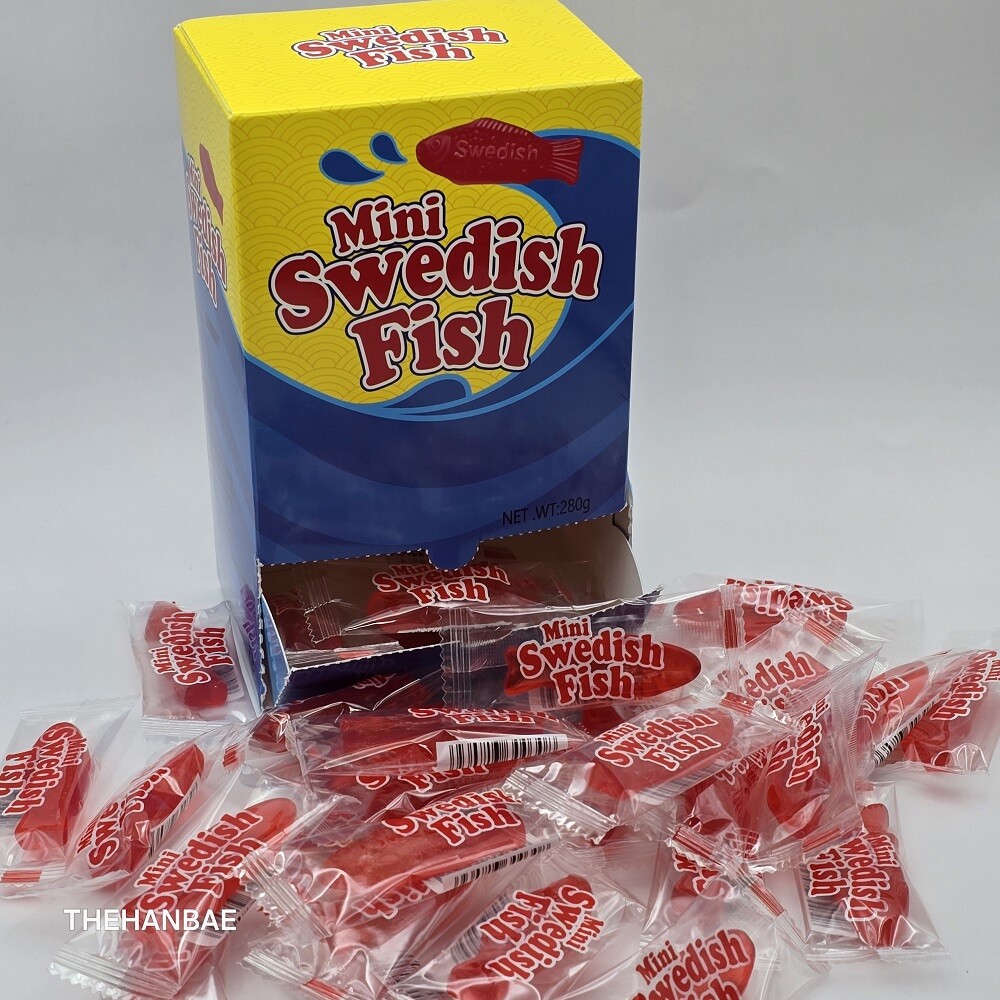 [오늘출발] 에이에프인터내셔널 미니 스웨디시 젤리 피쉬 모양 구미 사과맛38개입 280g 스웨디쉬 구미