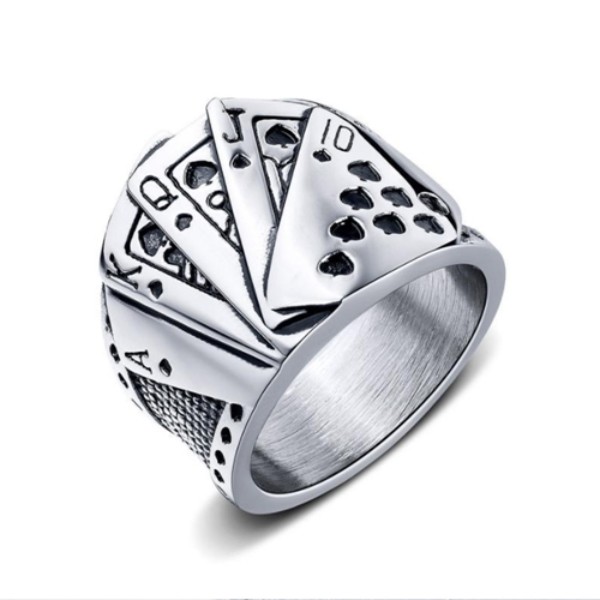 맨즈 MR008 레트로 힙합 포커 남자 반지