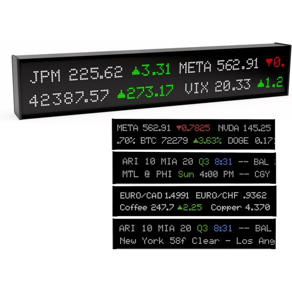 Quotron 클래식 실시간 주식 메이저 리그 스포츠 암호화폐 외환 상품 날씨 디스플레이 서브 모니터 듀얼 라