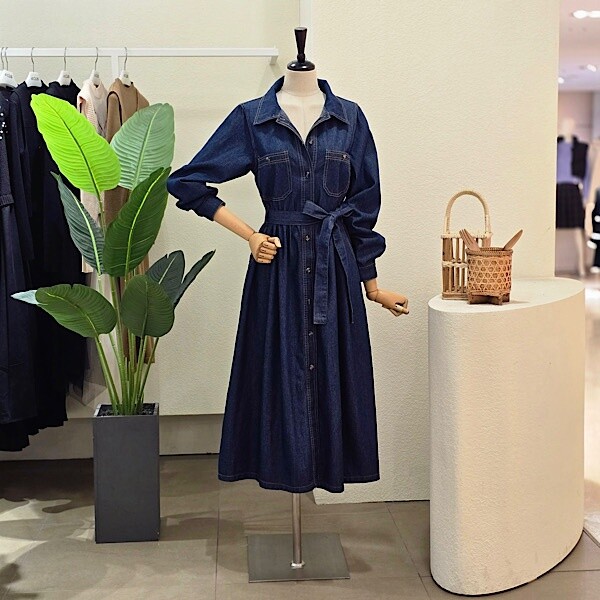 포커스 대구백화점 4CUS투 포켓 셔츠형 벨트 롱 원피스(FS5A3OP30391)