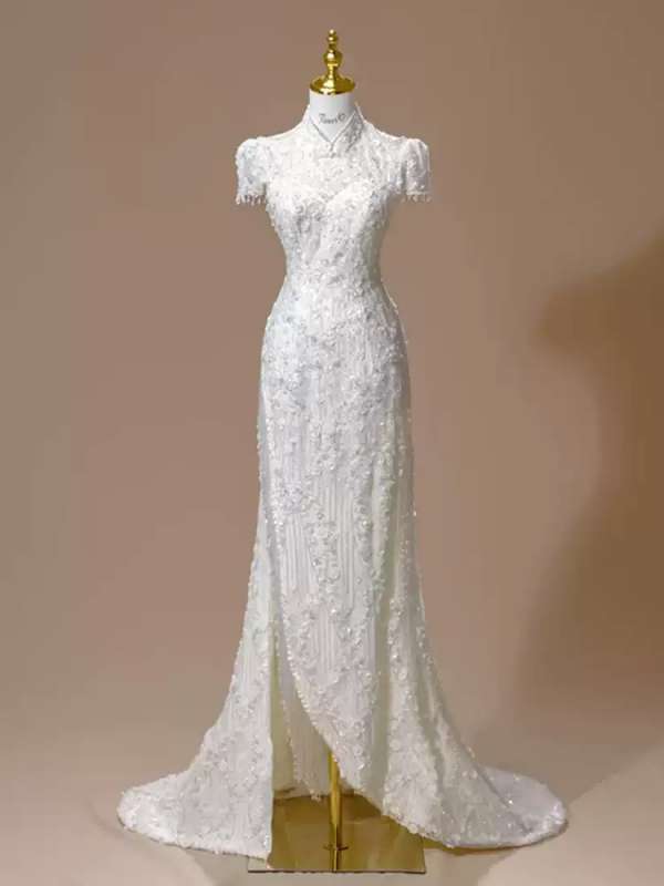 홍콩치파오 드레스 크루즈여행 연주용 원피스 연회장 결혼식 2부 겨울 촬영용