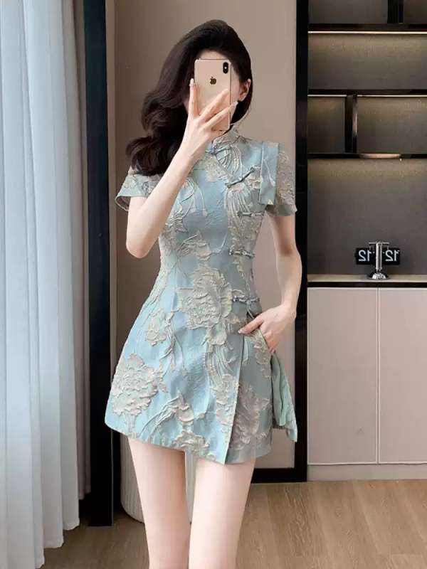 홍콩치파오 연회장 2부 원피스 크루즈여행 촬영용 드레스 겨울 연주용 결혼식