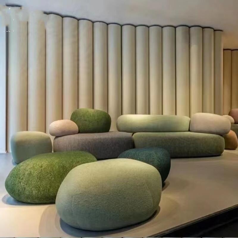 북유럽 크림 패브릭 소파 조약돌 특수 모양의 인터넷 유명 인사 스타일 일본식 빌라 대형 평면 바닥 조합