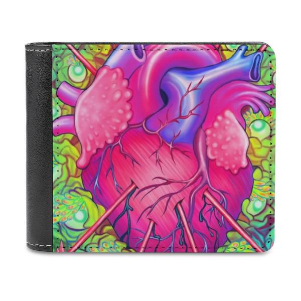 남성용 깨지기 쉬운 가죽 지갑 DIY 맞춤형 아버지날 선물 심장 해부학 소름 끼치는 꽃 장미