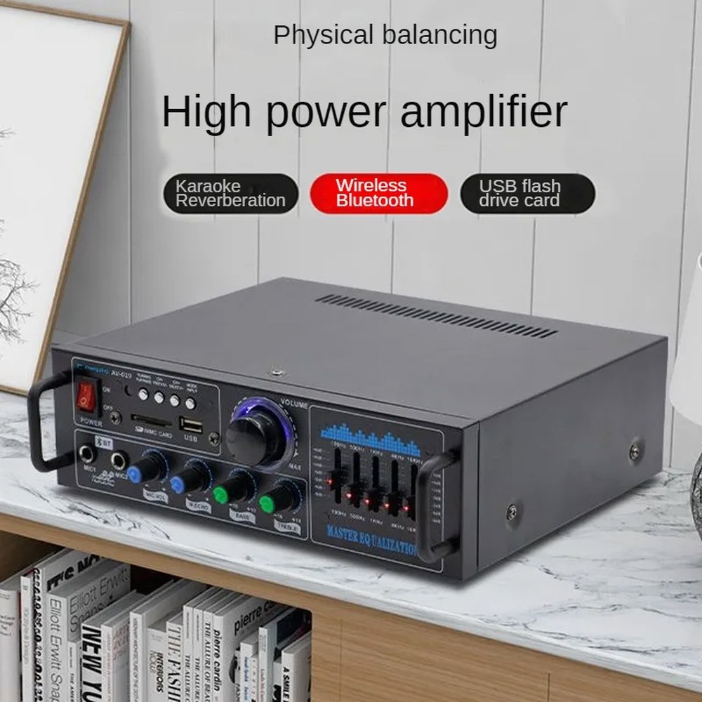 고출력 블루투스 전력 증폭기 USB 플래시 드라이브 라디오 오디오 증폭기 가라오케 전력 증폭기 공개 주소