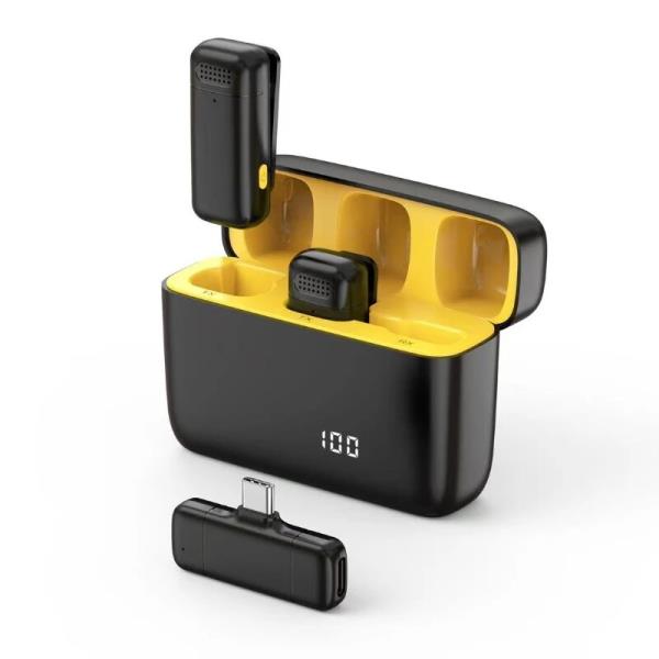 무선 듀얼 Lavalier 마이크 플러그 앤 플레이 충전 케이스 소음 취소 면접 Vloging 라이브 스트림