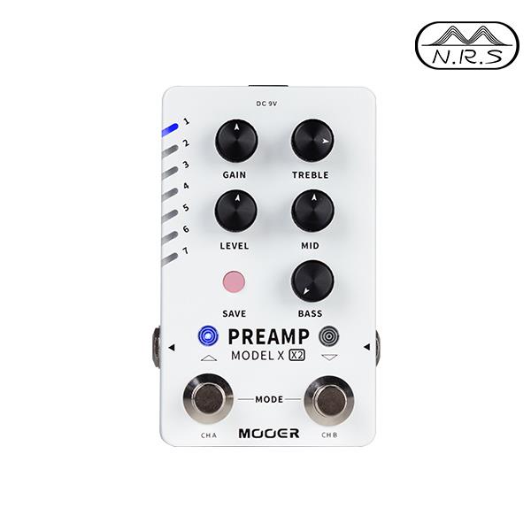 Mooer PREAMP 모델 X X2 듀얼 채널 디지털 프리앰프 페달 풋 스위치 컨트롤 14 개의 프리셋 슬롯