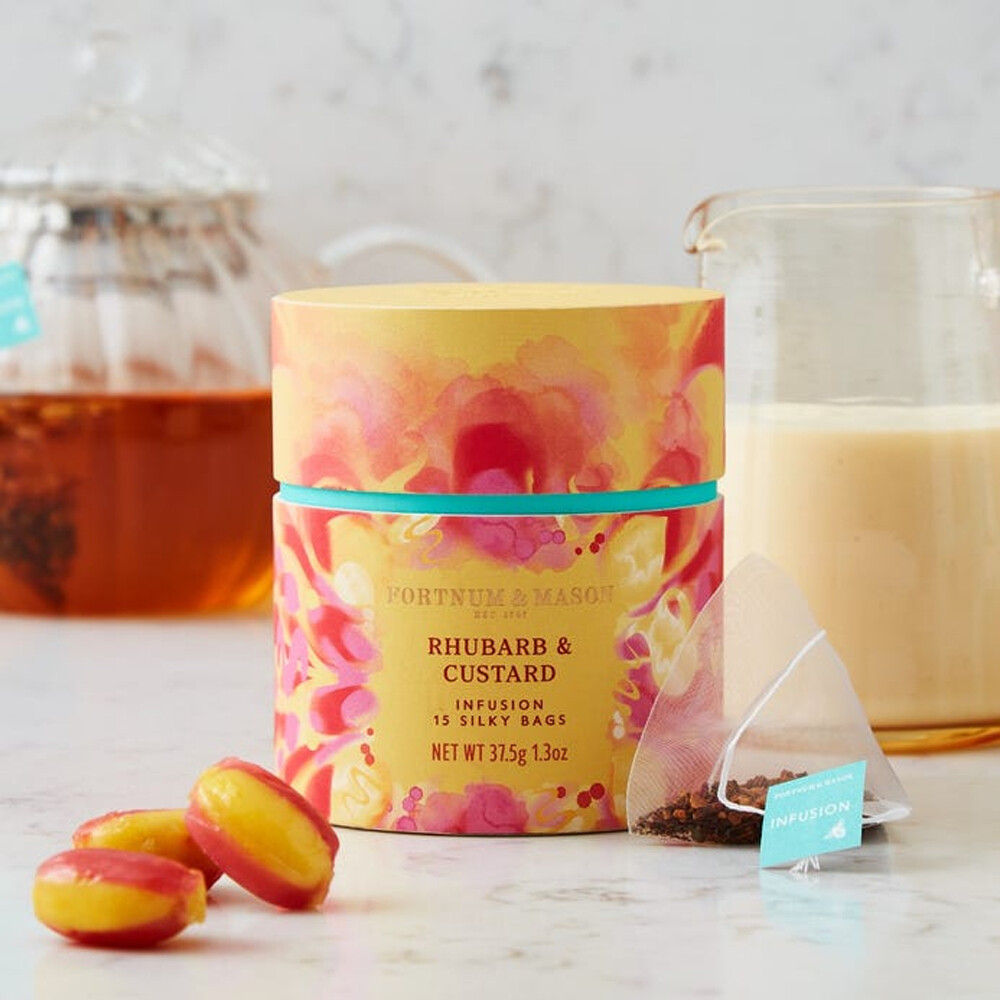 2통 포트넘스 루바브 커스타드 인퓨전 실키 백 15개 x 2 영국식 과자 크리미한 단맛 시큼 카페인이 없는