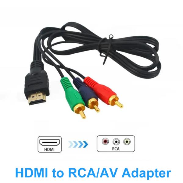 HDMI to AV 컨버터 RCA 어댑터 1080P 변환 코드 송신기 연결 기능 비디오 컴포넌트 케이블 1m 3ft HD