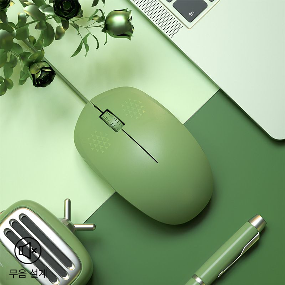 [해외] BOW 유선 조용한 사무용 게임 USB 마우스 노트 북용 올리브 그린 1 유선 마우스 공식 표준