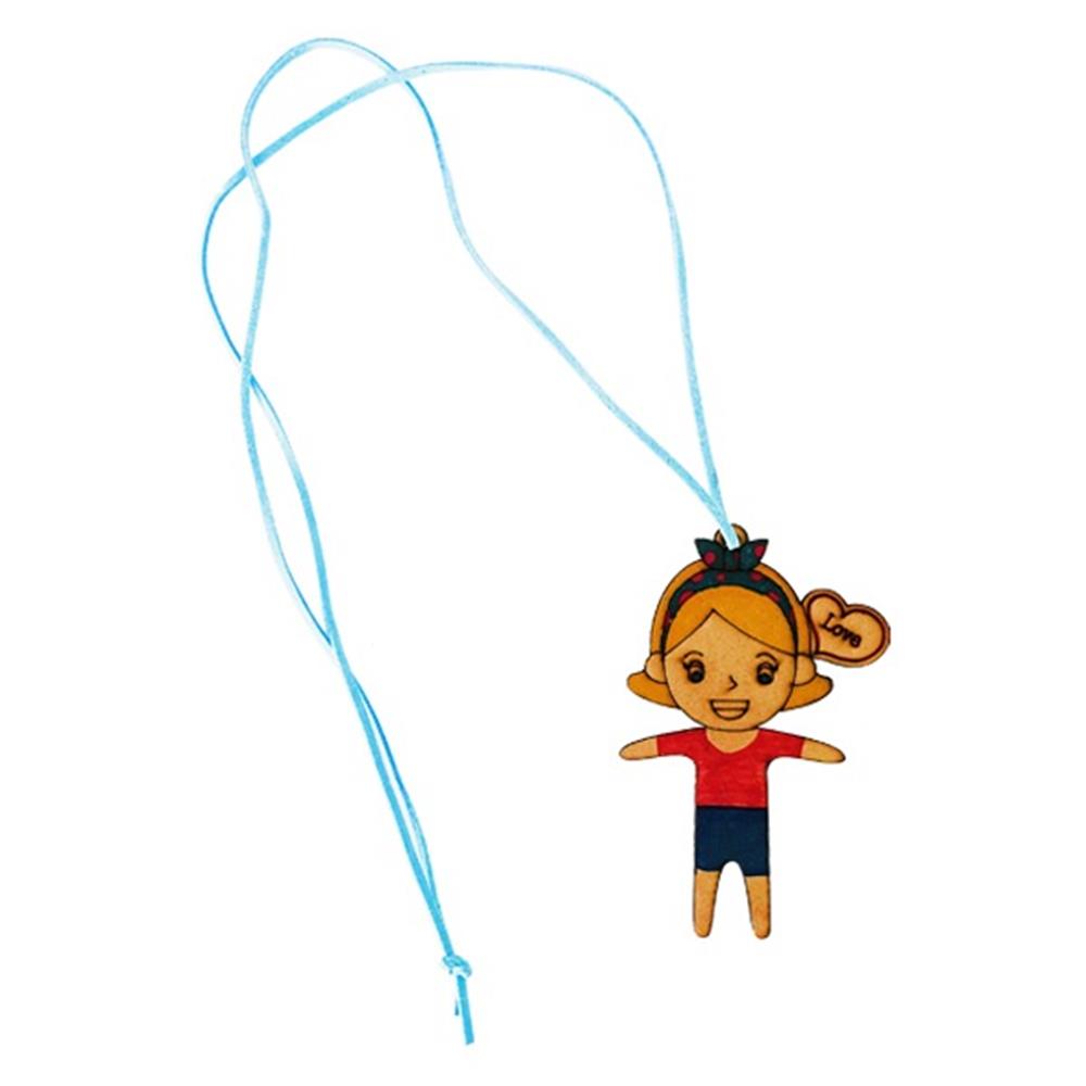 [오늘출발]남아 여아 새해 가죽끈 우드판 행운인형 목걸이 만들기 5p 자유놀이 색감발달 수업교구 DIY