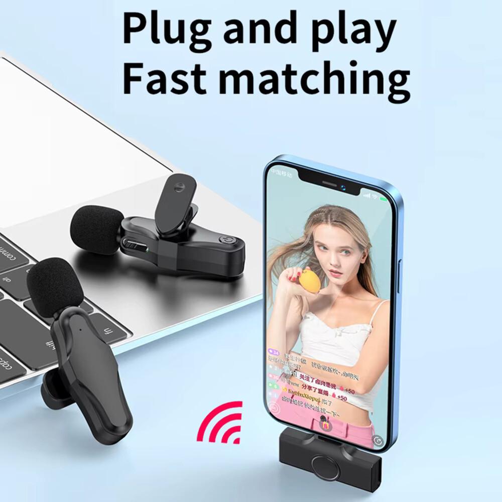 무선 라펠 마이크 클립 온 플매트 카펫 러그 앤 플레이 C 타입 전화 패드 PC 노이즈 캔슬링 브이로그 팟캐
