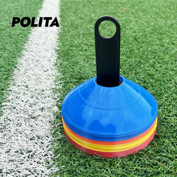 [오늘출발] 폴리타 접시콘 40개+거치대 축구콘 축구 용품 훈련 연습 꼬깔 고깔콘 칼라콘 라바콘 무료배송
