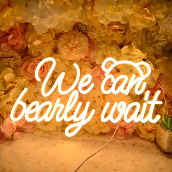 프리미엄 네온 사인 조명 무드 우리는 견딜 수 있을 정도로 기다릴 있어 LED 라이트 SIGN 베이비 샤워 웨딩