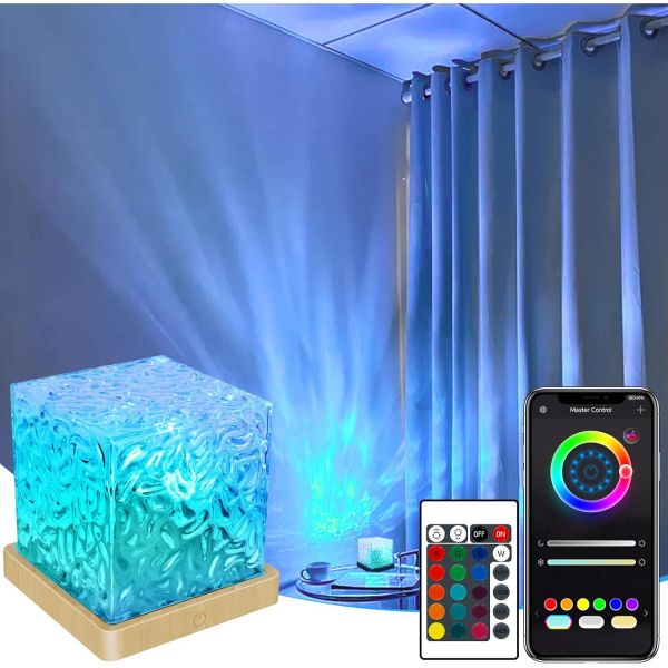 [해외] 프리미엄 LED 조명 프로젝션 장식 유온넷 오션 웨이브 프로젝터 리모트  APP 컨트롤 포함 16컬러 워터 침