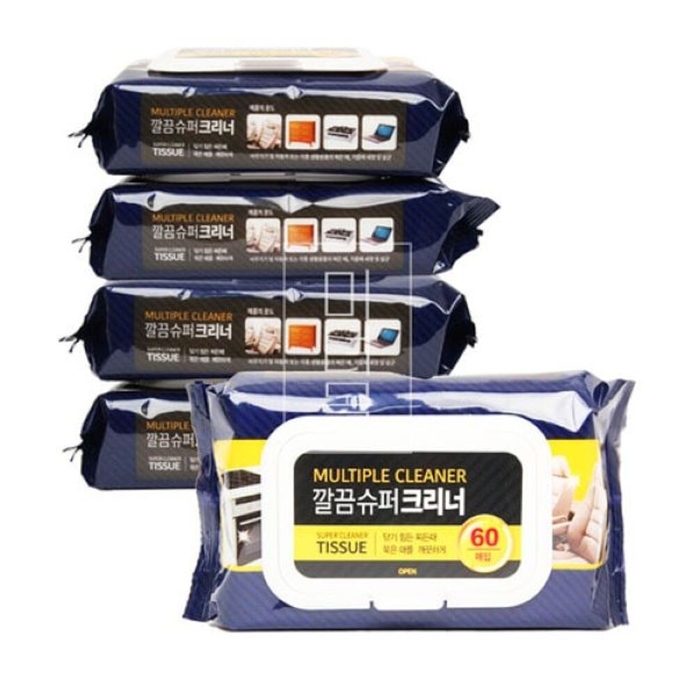 장원 일회용 깔끔슈퍼크리너 60매 15x20 청소 티슈 물티슈/행주/청소포/클리너/주방/대형/세정/크리너/찌든때/기