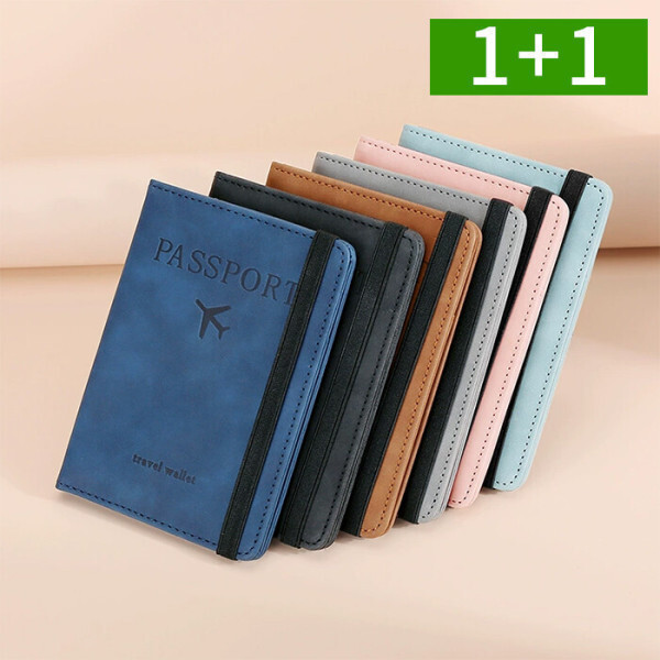 [오늘출발] 오엠티 1+1 여권케이스 RFID 차단 안티스키밍 여권 지갑 가죽 커버 케이스