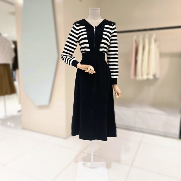 데스틸 대구백화점 데스틸단가라 반집업 니트 원피스(D2513OP08)